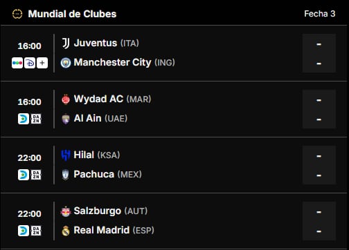 Partidos de hoy del Mundial de Clubes 2025: horarios, TV y cómo ver online