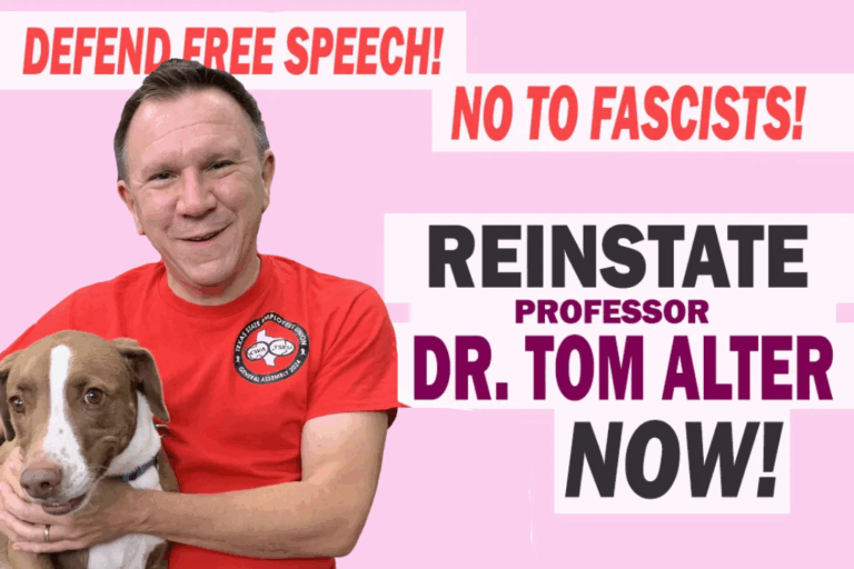 Estados Unidos. Defender la libertad de expresión! No a los fascistas! Reincorporación inmediata del profesor Dr Tom Alter!